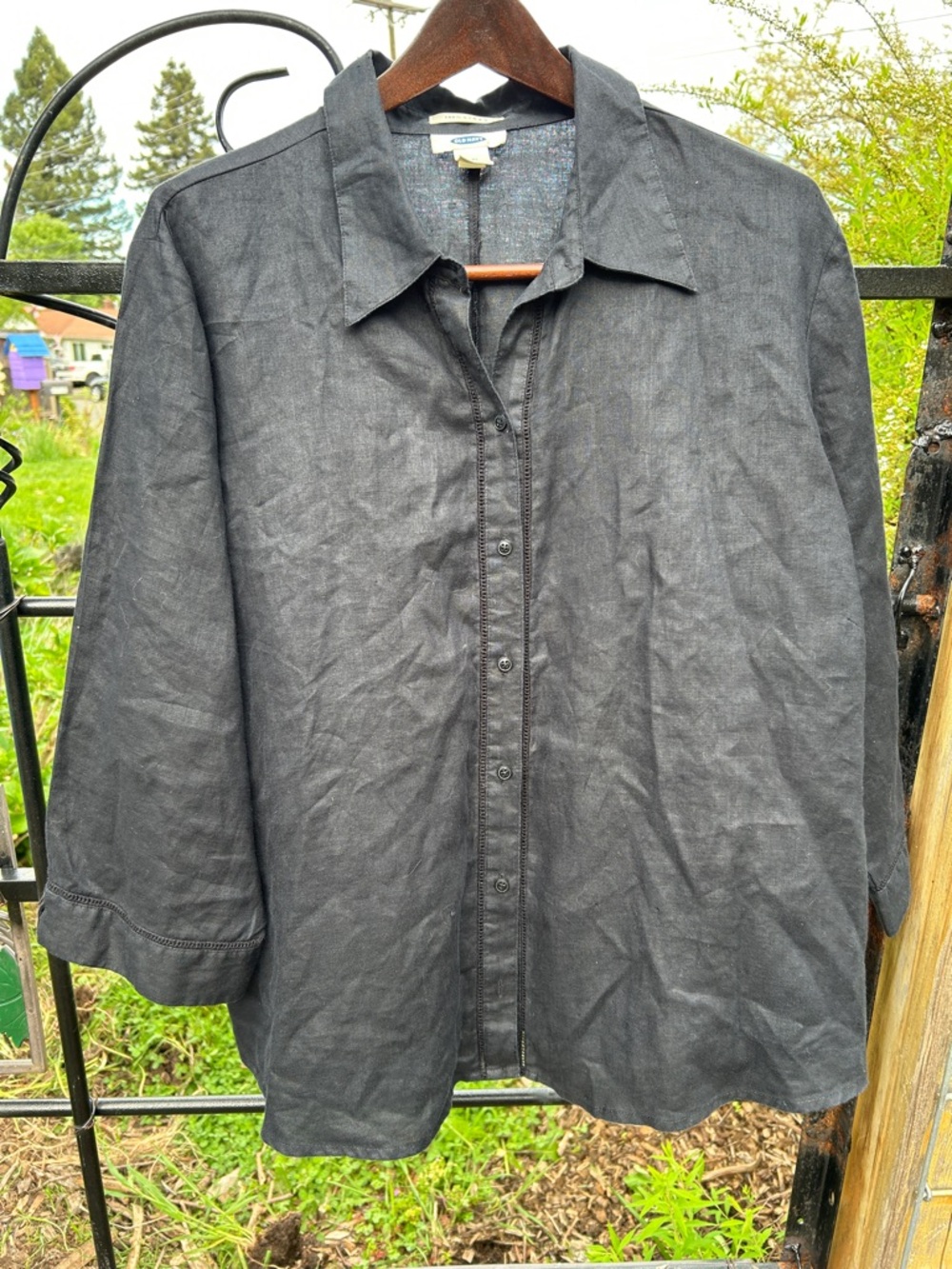 Old Navy black linen long sleeve shirt size XXL